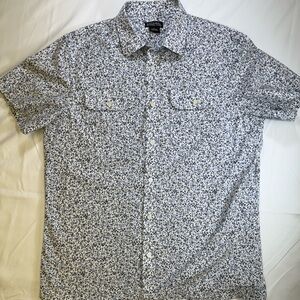 Michael Kors Men’s Blue and White Floral short sleeve button up Shirt Size L